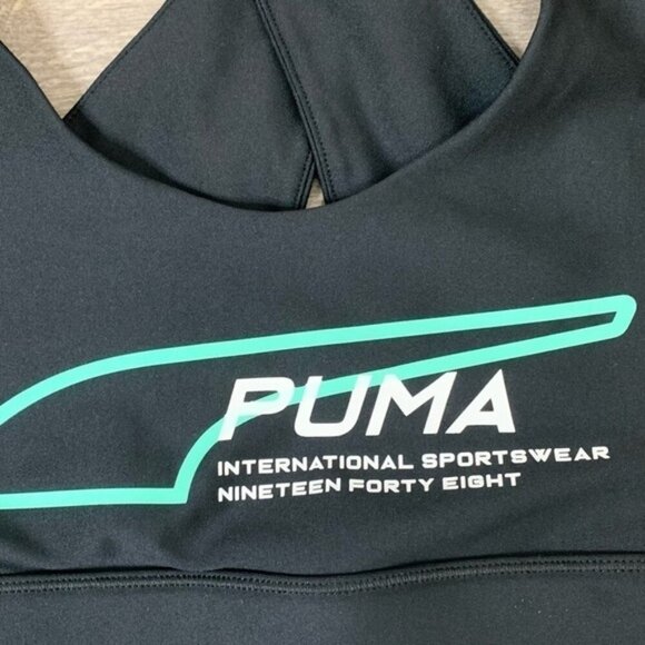 Puma Evide Womens Running Top Sports Bra Cropped Activewear Gym Black Size XS - Picture 4 of 9